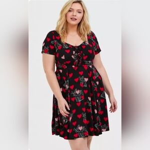 TORRID Disney Villains Queen of Hearts Black Lace-Up Skater Dress